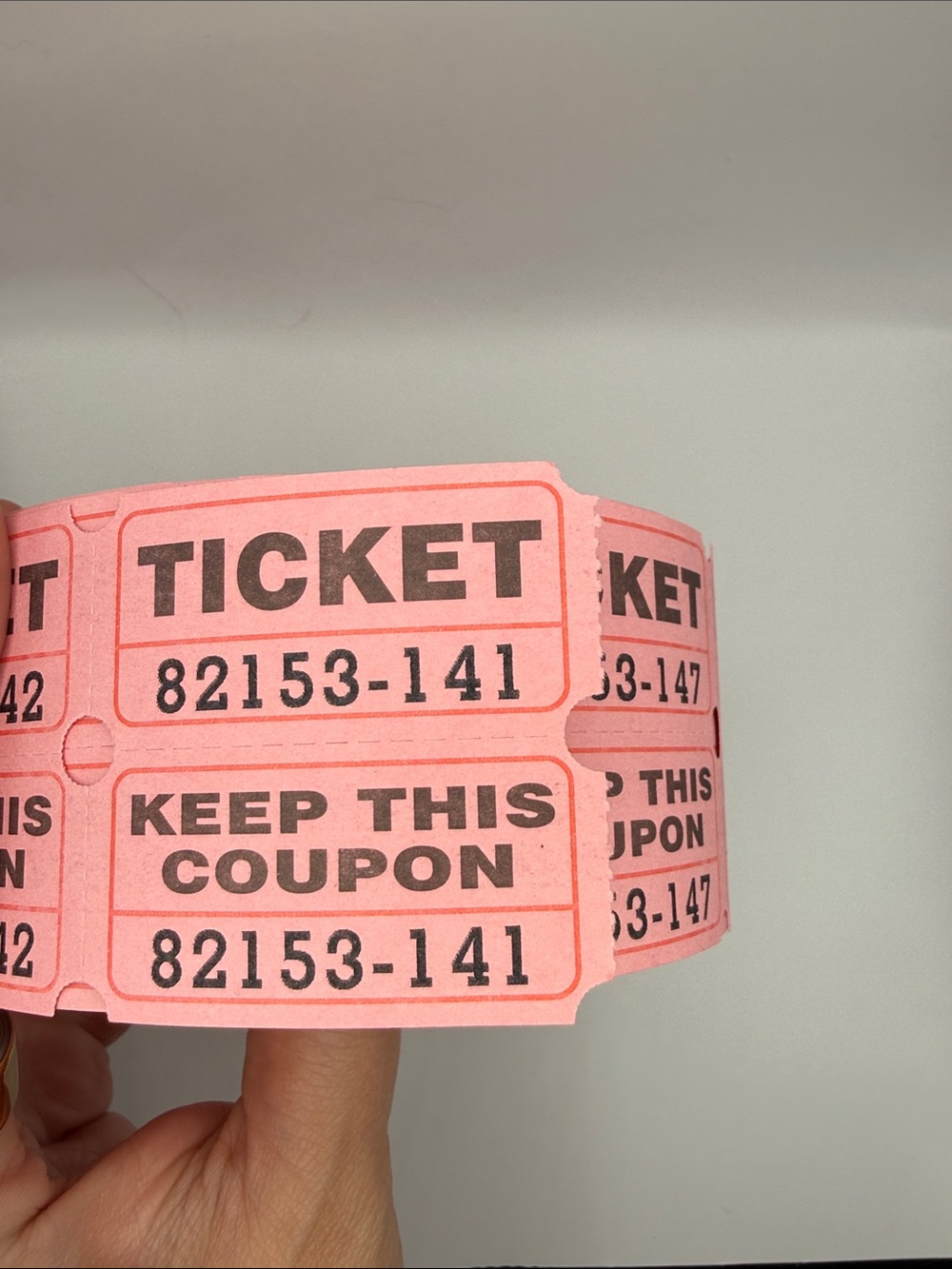 Pink Double Roll Numbered Raffle Event Tickets Partial Roll - Picture 3 of 3